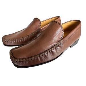 EUC Johnston & Murphy Brown Leather Loafers Men’s Sz 9 Handmade in Spain